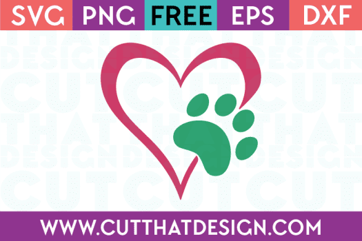 Free Paw Print Heart Designs SVG