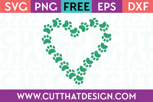 Free Paw Print Heart SVG Design