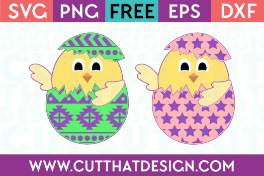 Aztec and Star Pattern Chicks in Eggs Free SVG