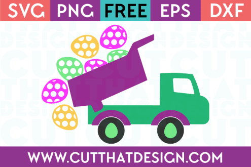 Free SVG Truck with Falling Easter Eggs
