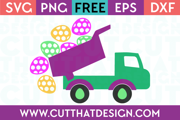 Free Truck with Falling Easter Eggs SVG