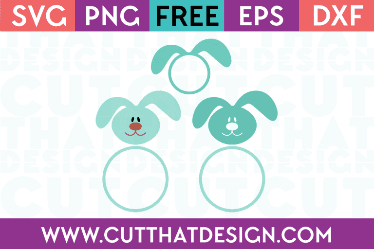 Free Easter Bunny Head with Circle for Monogram 2 SVG