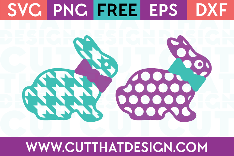 Free Easter Bunny with Bow Houndstooth and Polka Dot SVG