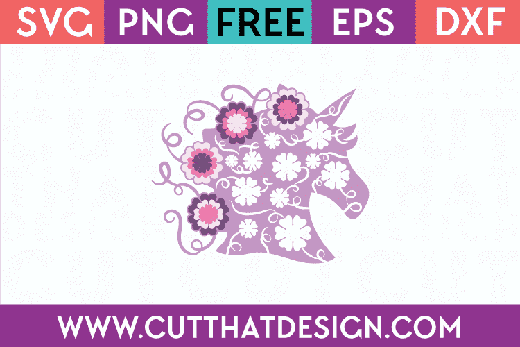 Free Svg Files Unicorn Head Flowers And Swirls Design Cut That