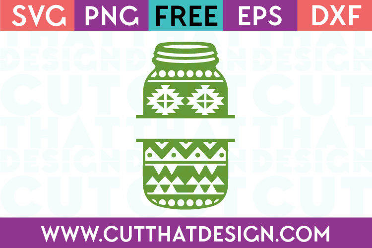Free Aztec Pattern Mason Jar Split Monogram SVG