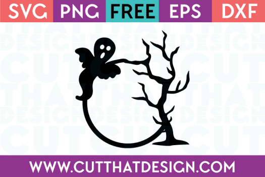 Spooky Ghost and Tree Free SVG Cutting File