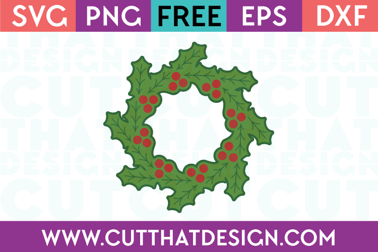 Christmas Holly Wreath Circle Frame SVG