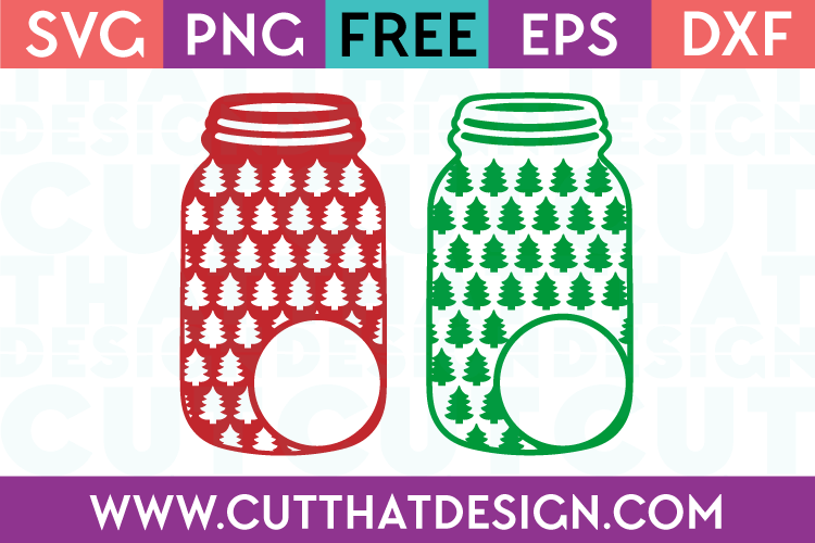 Free Mason Jar Christmas Tree Pattern Monogram Design Set SVG