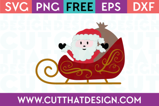 Santa in his Sleigh Free SVG
