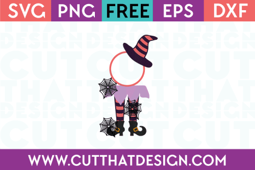 Free SVG Files Witch Legs and Hat Circle Monogram Design
