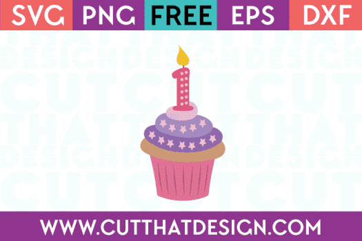 Free SVG Cupcake Candle Number 1