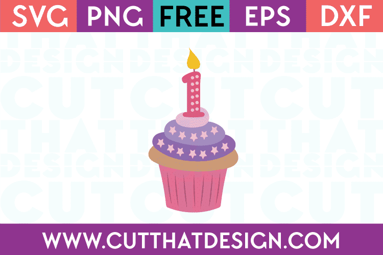 Free SVG Cupcake Candle Number 1