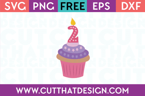 Free SVG Cupcake Candle Number 2