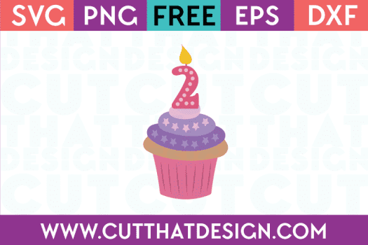 Free SVG Cupcake Candle Number 2