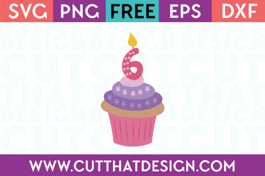 Free SVG Files Cupcake Candle Number 6