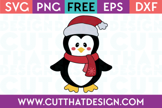 Free SVG Files Christmas Penguin with Santa Hat