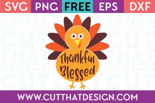 Free SVG Files Thankful Blessed Turkey Design