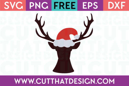Free Christmas SVG Deer Head with Santa Hat