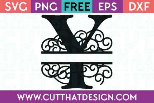 Free SVG Flourish Swirl Split Monogram Letter Y