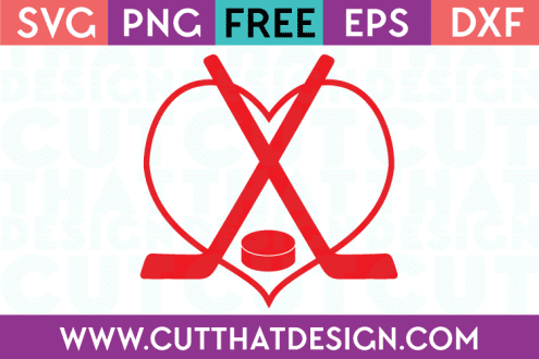 Free SVG Hockey Stick and Puck Heart Design