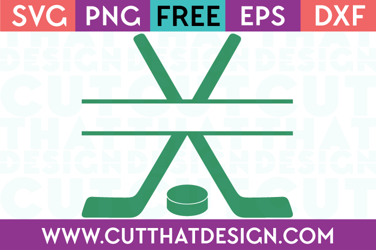 Free Hockey Stick and Puck Split Monogram Design SVG