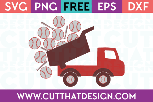 Free SVG Files Baseball Truck with Bats