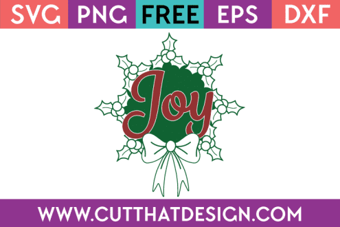 Free SVG Joy Holly Wreath Design