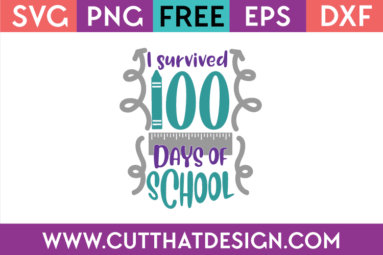 Free I Survived 100 Days of School SVG