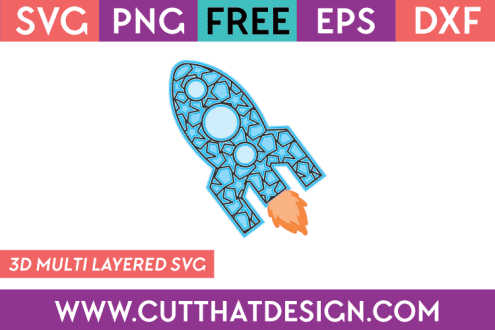 Free SVG 3D Multi Layered Rocket SVG