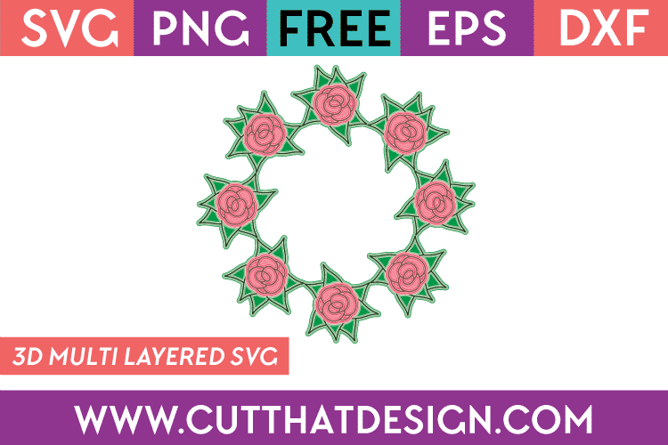 Free 3D Multi Layered Rose Circle Frame SVG