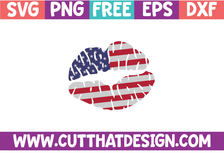 Free 4th July Lips USA Flag Design SVG
