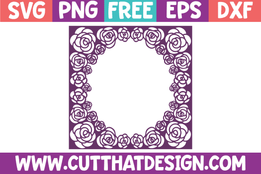 Free SVG Rose Square Frame Design 2