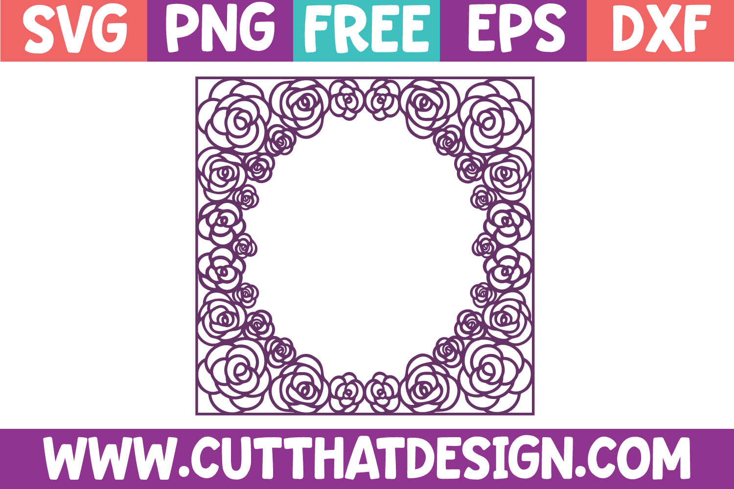 Free Rose Square Frame Design 1 SVG Cut File