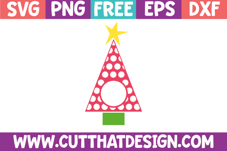 Free Christmas Tree Monogram Polka Dot Pattern SVG