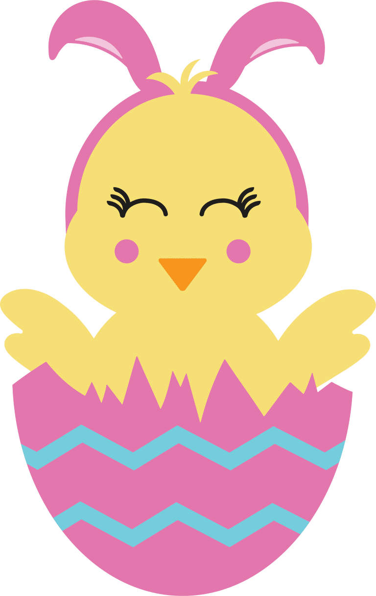 Cute Chick in Egg with Bunny Ears Clipart