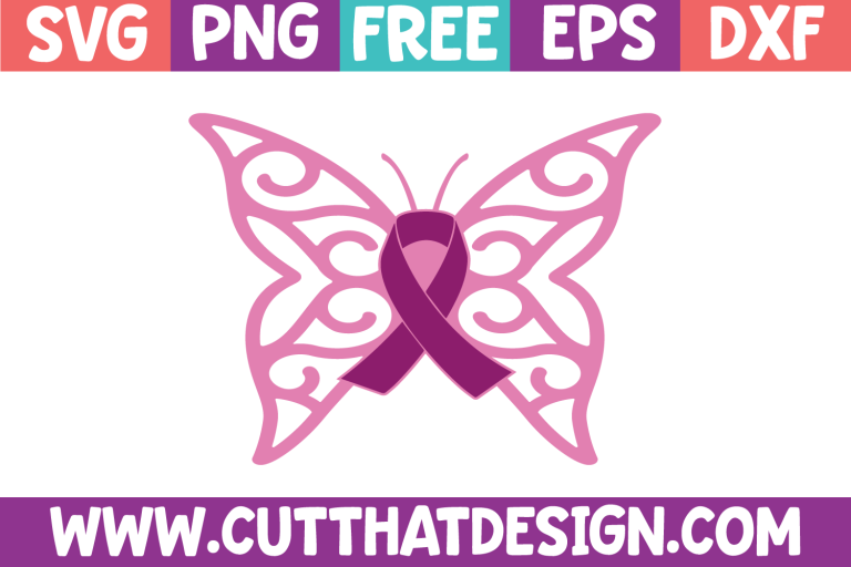 Free SVG Awareness Butterfly with Ribbon