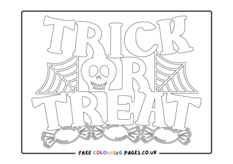Halloween Trick or Treat Colouring Page