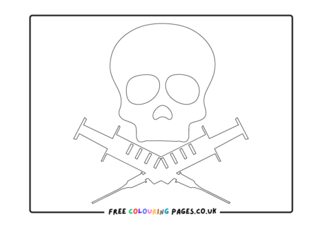 Skull Syringe Colouring Pages