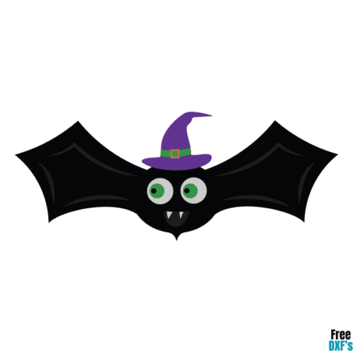 Free Halloween Bat with Witch Hat DXF