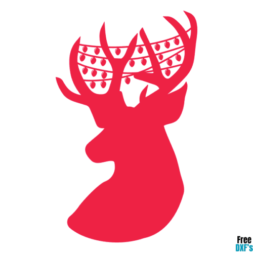 Free Reindeer Head with Christmas Lights DXF