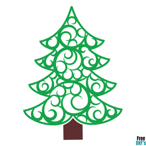 Free Swirly Christmas Tree Design DXF