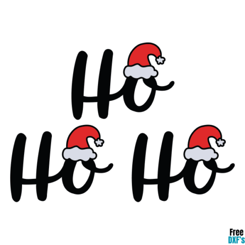 Free Ho Ho Ho Phrase Design with Hat DXF