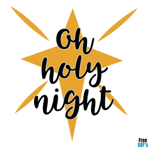 Free Holy Night Star Quote Design DXF