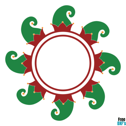 Free Elf Hat Circle Monogram Frame DXF