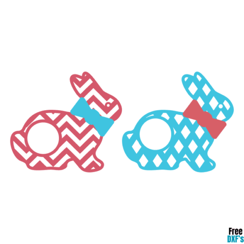 Free Easter Bunny with Circle for Monogram Chevron and Diamond Pattern DXF