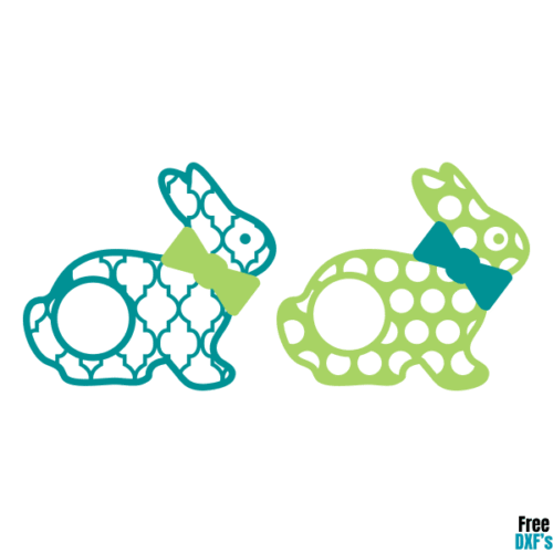 Free Easter Bunny with Circle for Monogram Polka Dot and Moroccan Pattern DXF