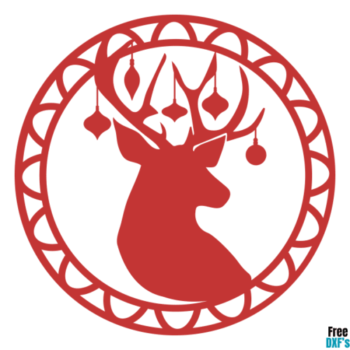 Free Christmas Deer Head Gift Tag DXF