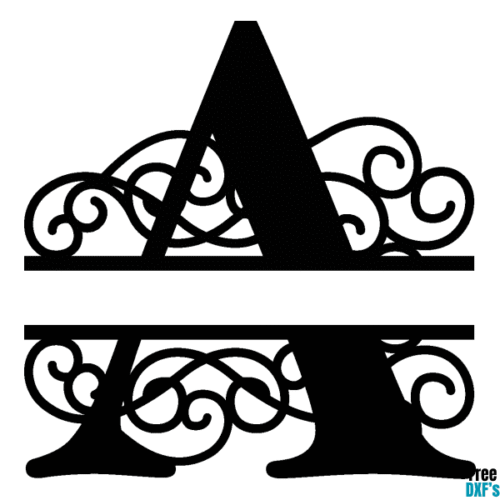 Free Flourish Swirl Split Monogram Letter A DXF