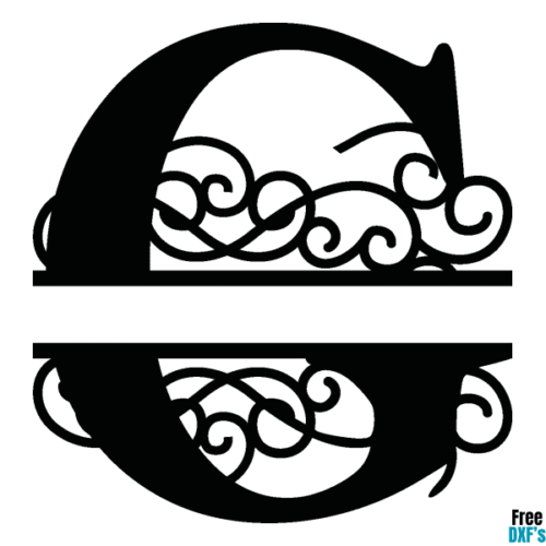 Free Flourish Swirl Split Monogram Letter G DXF