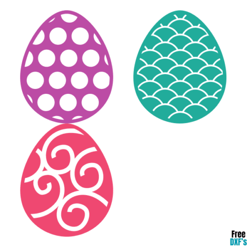 Free Easter Egg Designs Set Polka Dot, Scallop and Swirl Patterns DXF